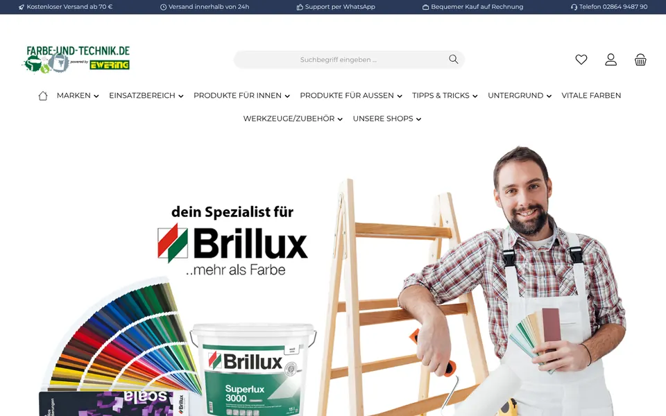 Startseite des Shopware-Shops Farbe und Technik (farbe-und-technik.de)