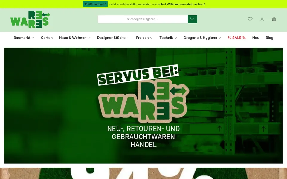 Startseite des Shopware-Shops Re-Wares (re-wares.de)
