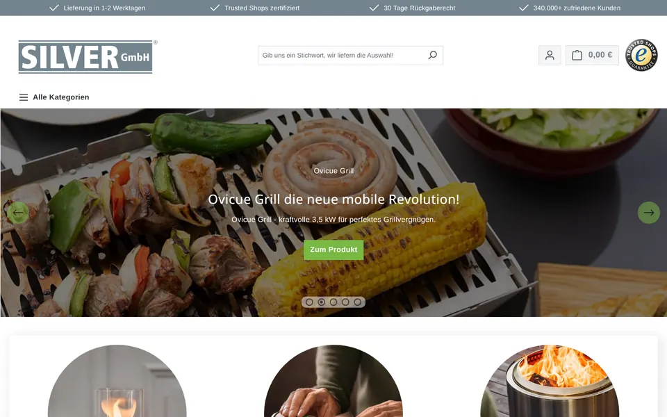 Startseite des Shopware-Shops Silver GmbH (silver-gmbh.de)